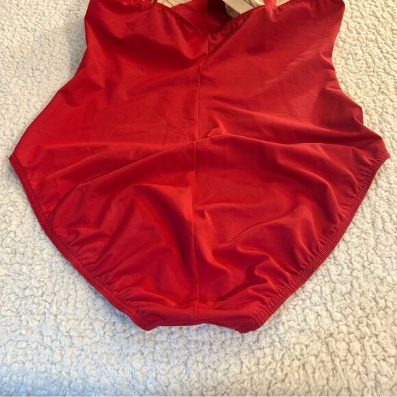 Magic Suit One Piece Swimsuit Red Slimming Double Strap Bathing Suit Size 14 - Picture 4 of 13